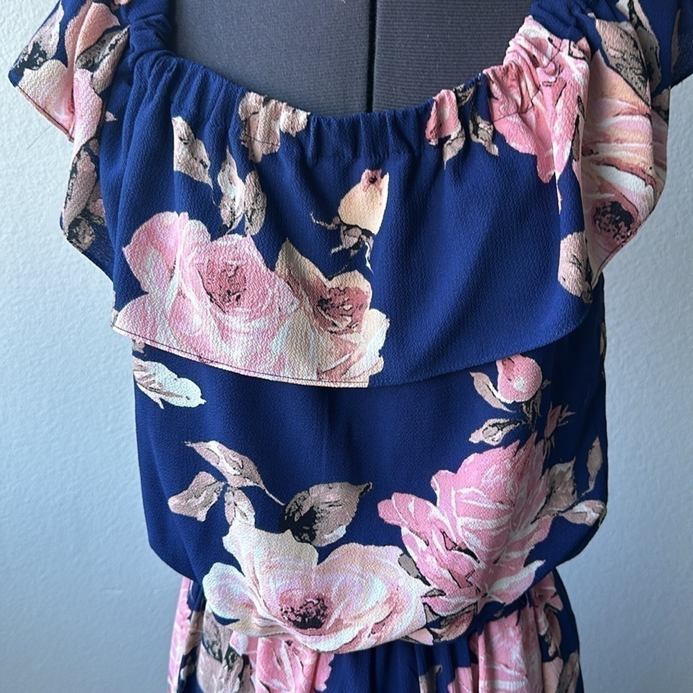 PremierAmour dress blue pink floral size 10 ruffled balletcore - Picture 2 of 10